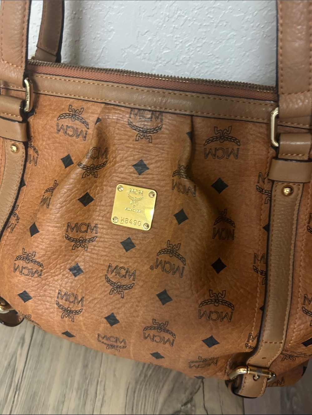 MCM Cognac Visetos Logo Convertible Shoulder Bag - Picture 9 of 10